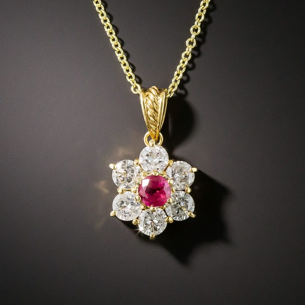Estate .35 Pink Sapphire Diamond Drop