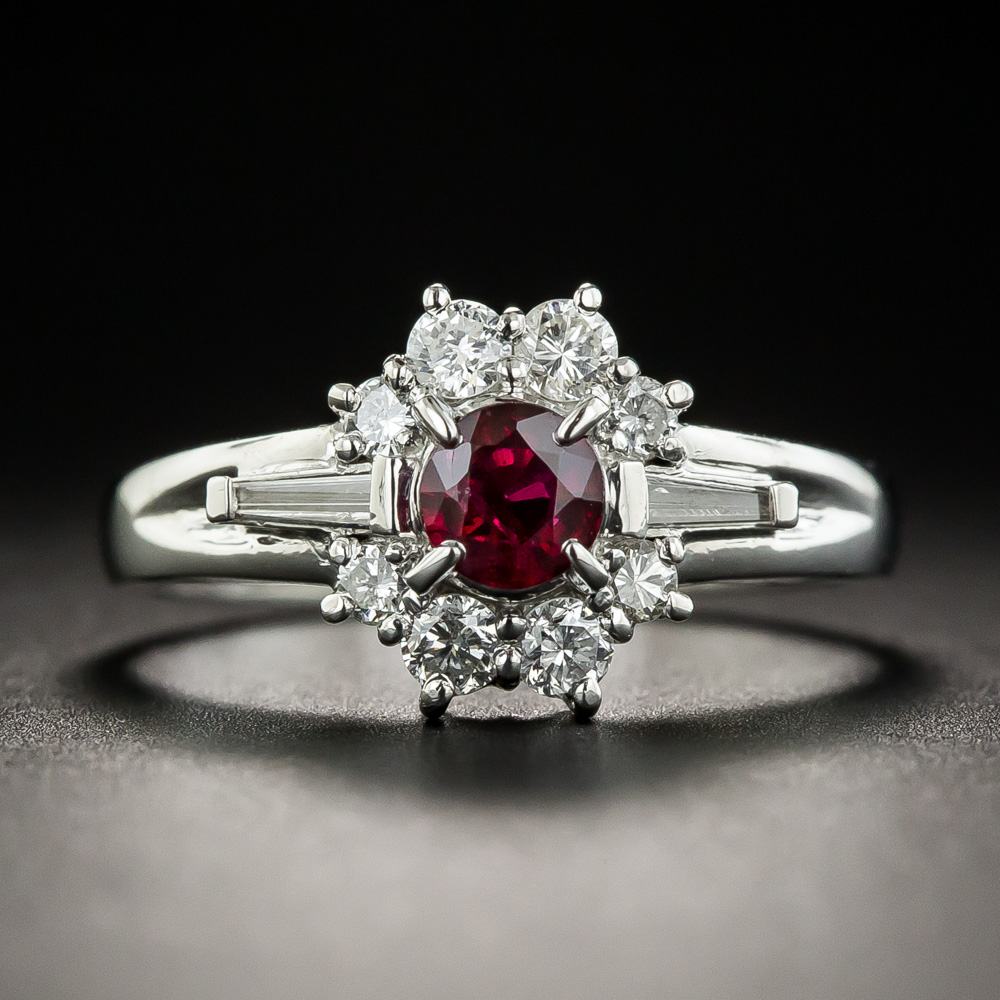 Estate .37 Carat Ruby Diamond Platinum Ring
