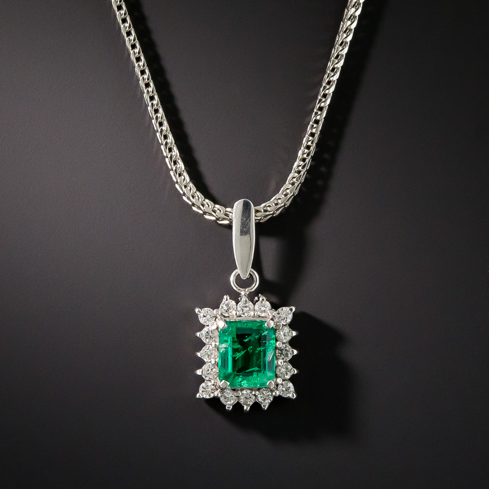 Estate .50 Carat Emerald and Diamond Drop