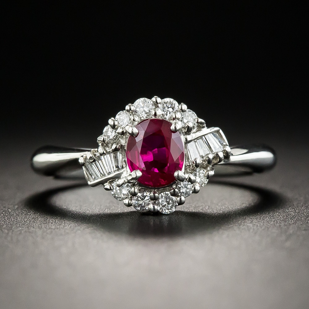 Estate .53 Carat Ruby Platinum Diamond Ring