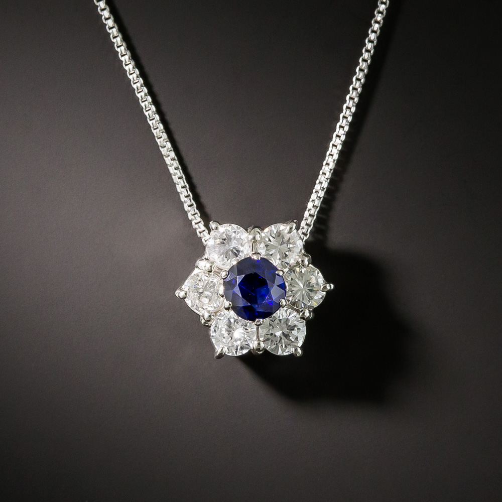 Estate .55 Carat Sapphire and Diamond Pendant