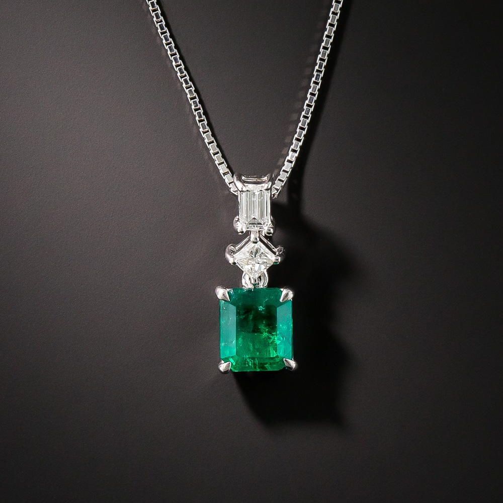 Estate .66 Carat Emerald and Diamond Drop