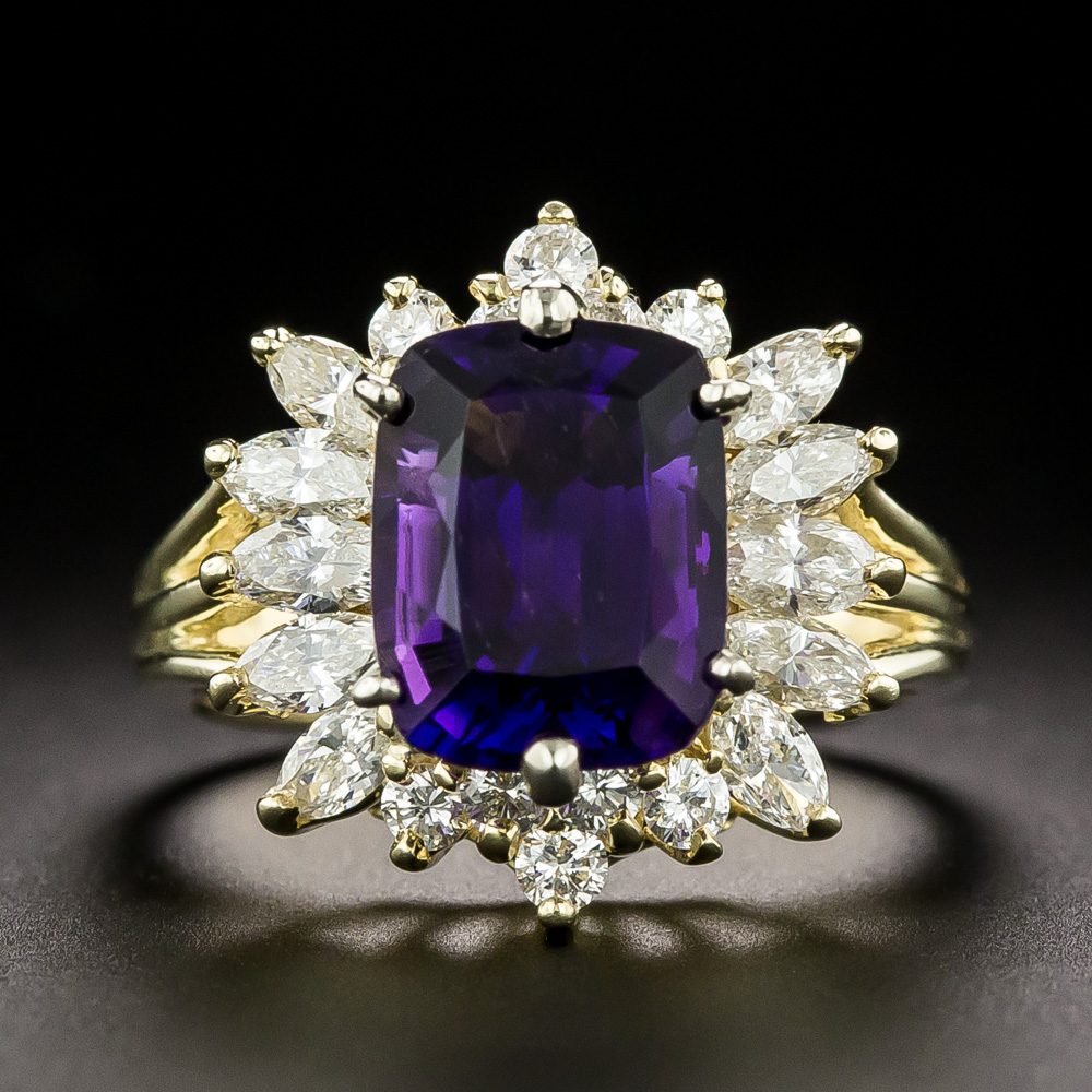 Estate Amethyst and Diamond Halo Ring