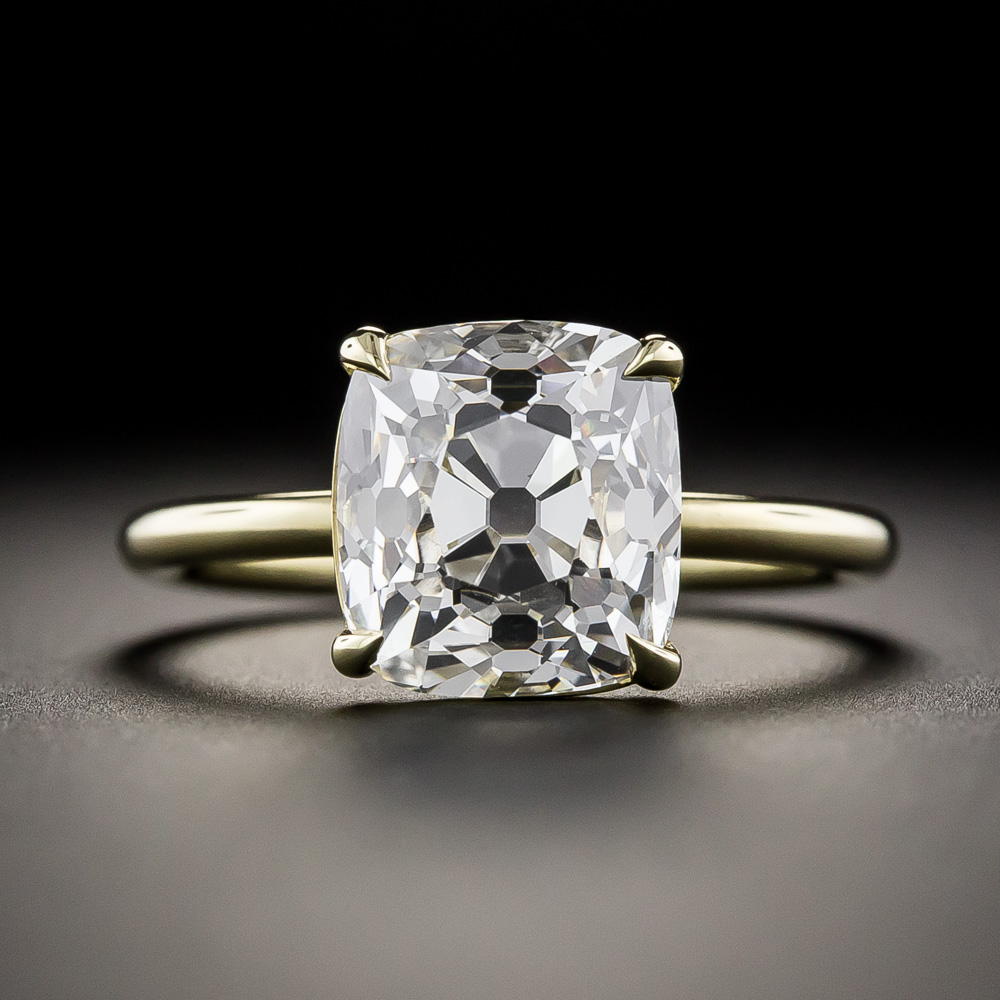 4.39 carat Antique Cushion Diamond Engagement Ring | Lauren B Jewelry