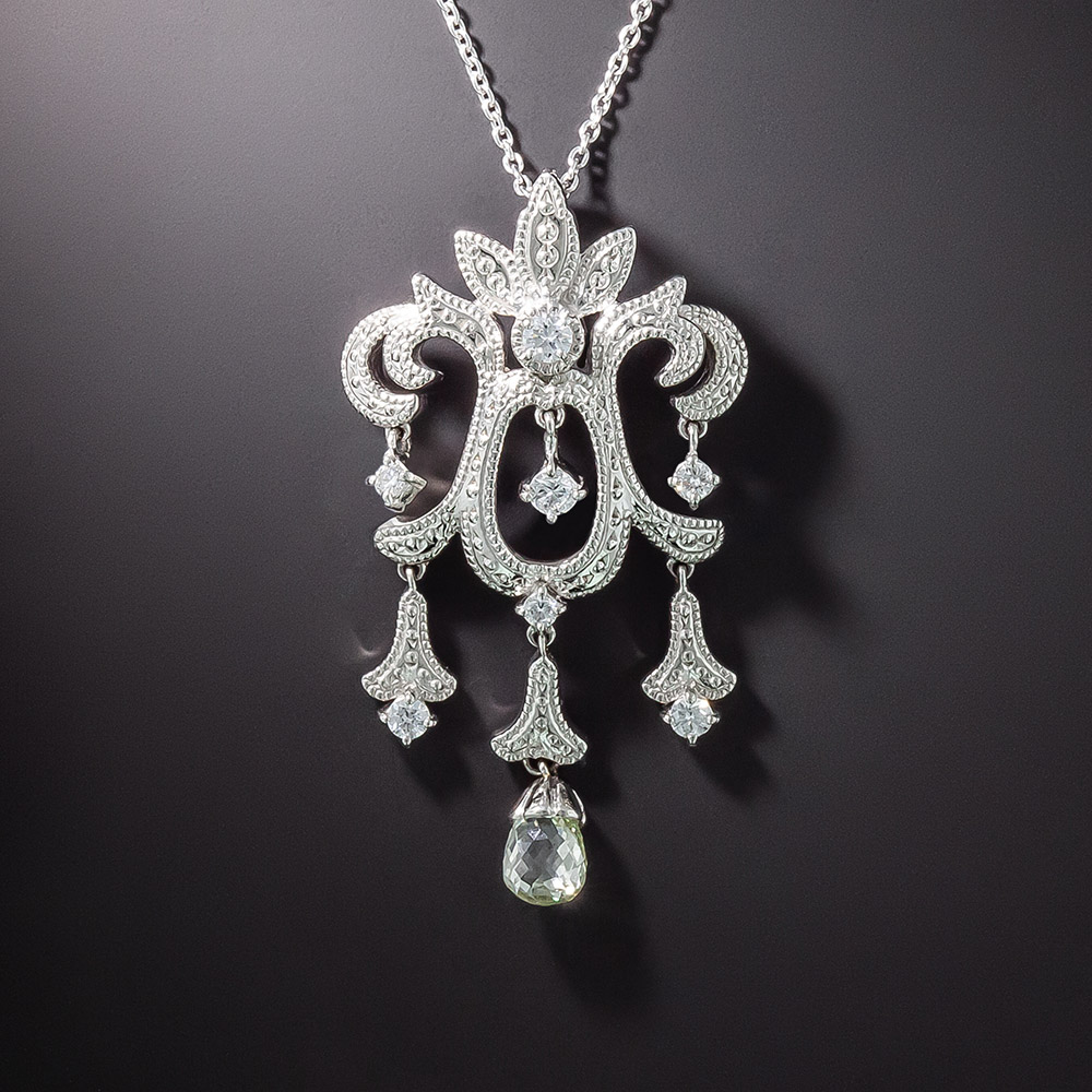 Estate Diamond Briolette Girandole Pendant