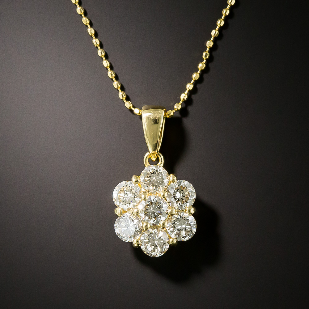 Estate Diamond Flower Cluster Necklace