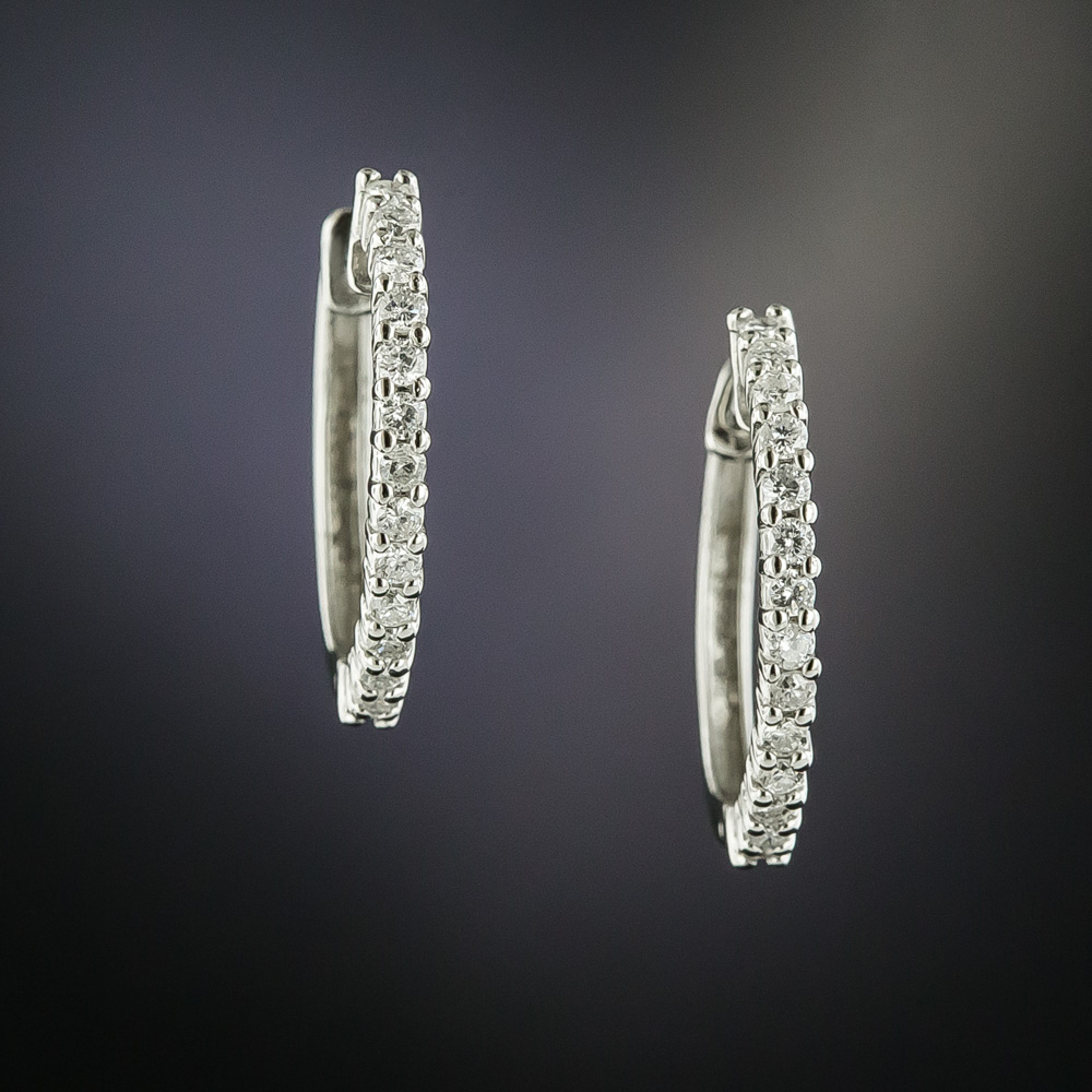 Estate Diamond Half Hoop Earrings