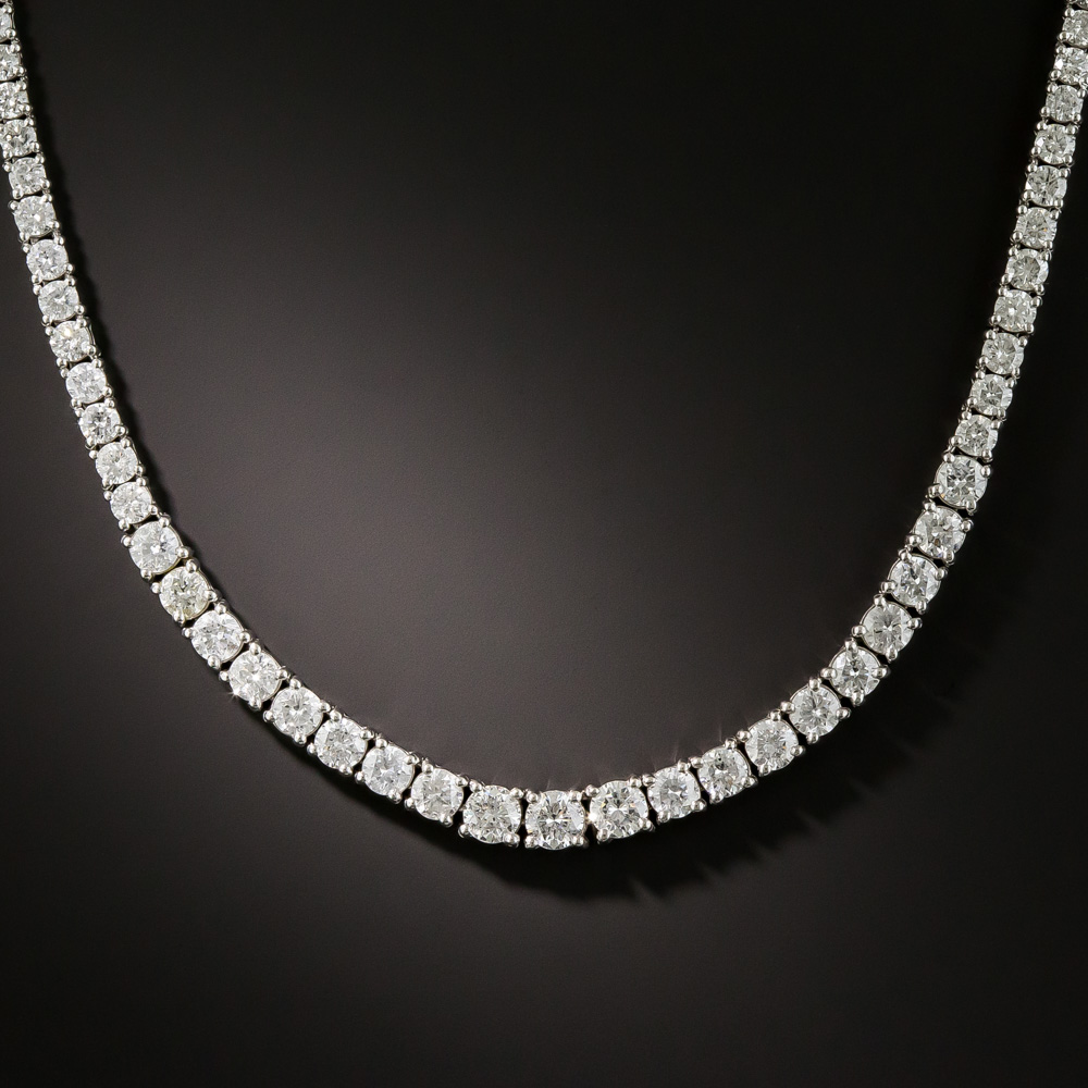 Riviere necklace with 1.65 Ct diamonds in white gold - BAUNAT