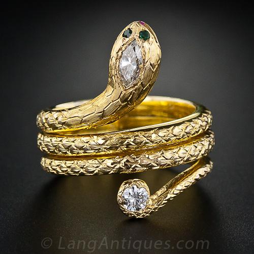 Estate Diamond Snake Ring