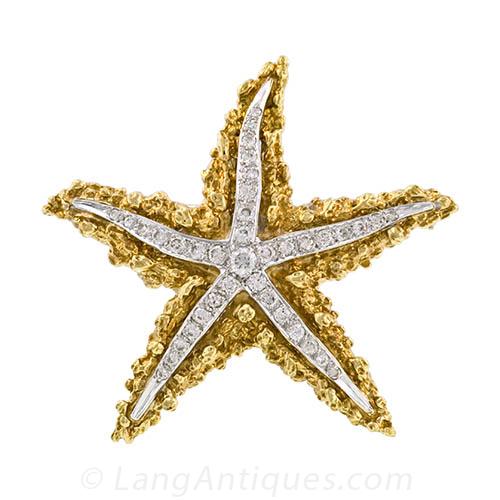 Estate Diamond Starfish Pin