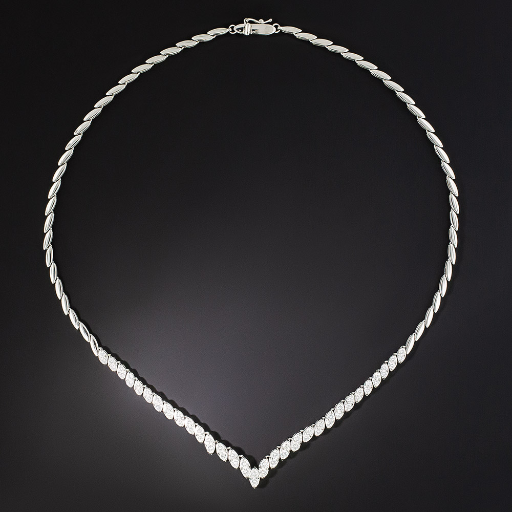 Estate Diamond V-Shaped Necklace