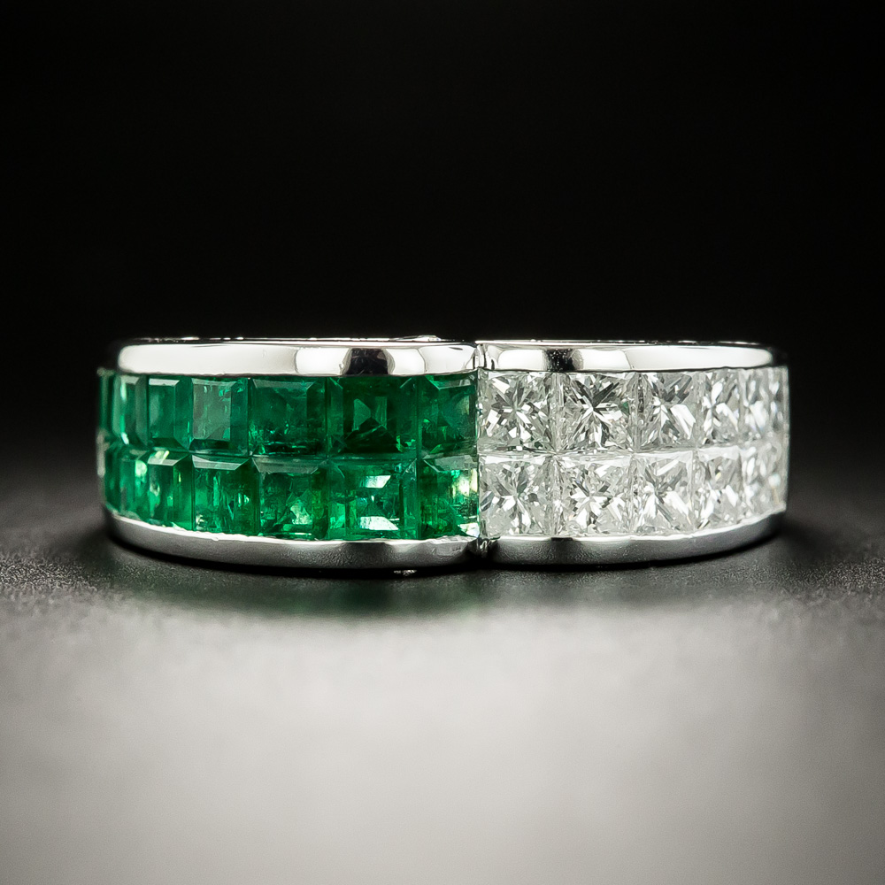 Estate Emerald and Diamond Band Ring