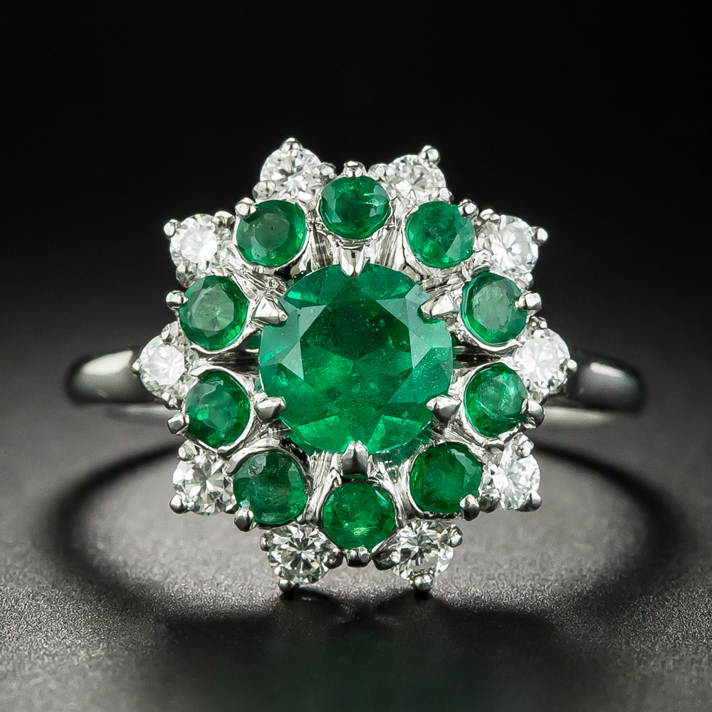 Estate Emerald and Diamond Cluster Ring