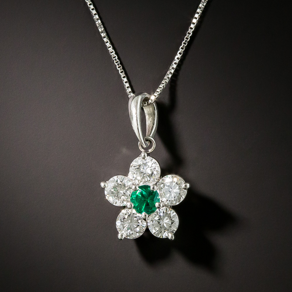 Estate Emerald and Diamond Pendant