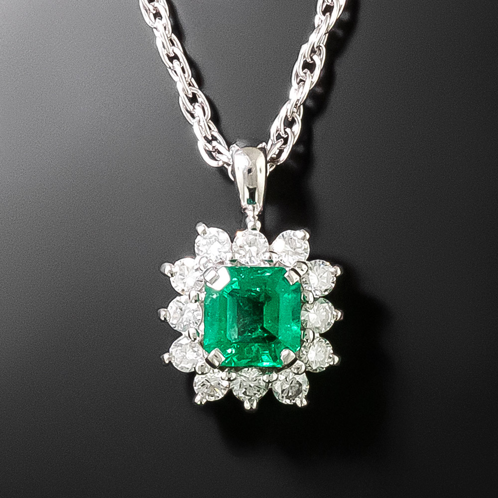 Estate Emerald Diamond Drop