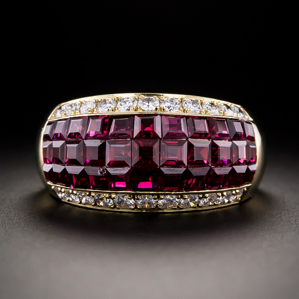 Estate Invisibly Set Ruby and Diamond Band Ring