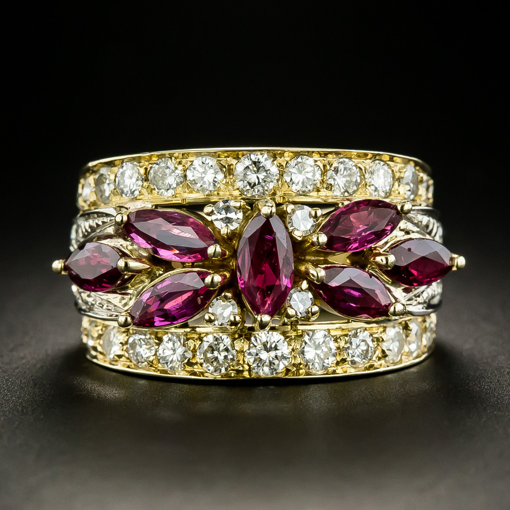 Diamond and sale ruby band ring