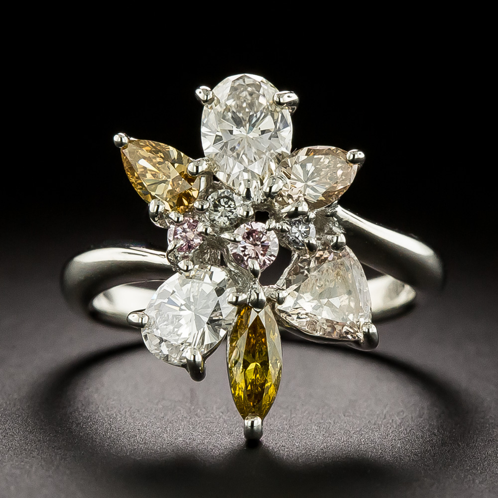 Estate Multi-Color Diamond Cluster Ring