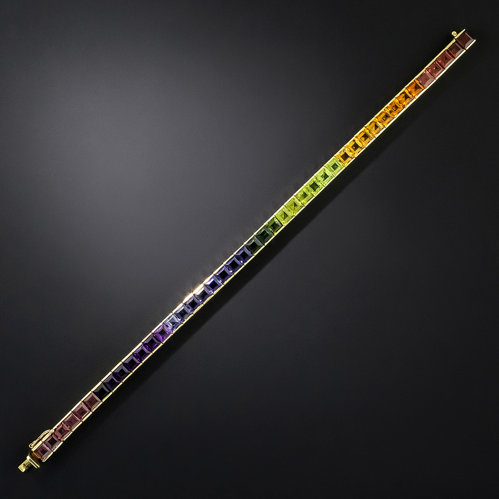 Estate Multi-Color Gemstone Line Bracelet