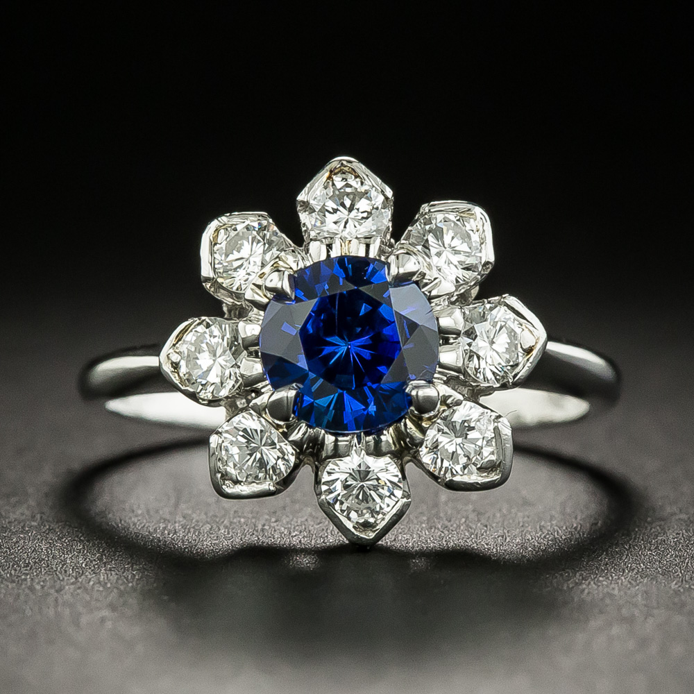 sapphire diamond flower ring