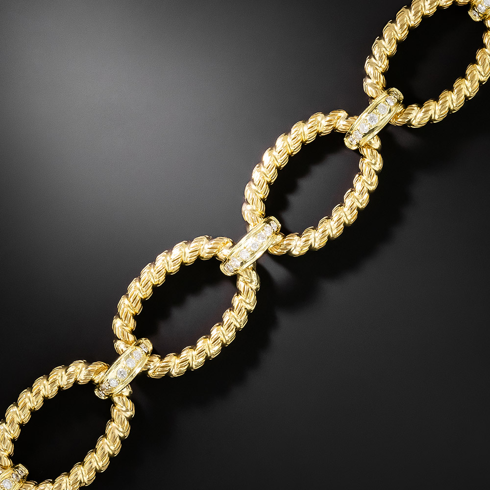 Estate Oval Link Diamond Bracelet
