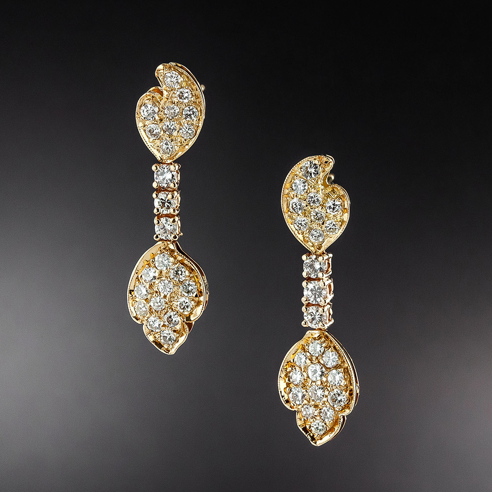 Estate Pavé Diamond Drop Earrings