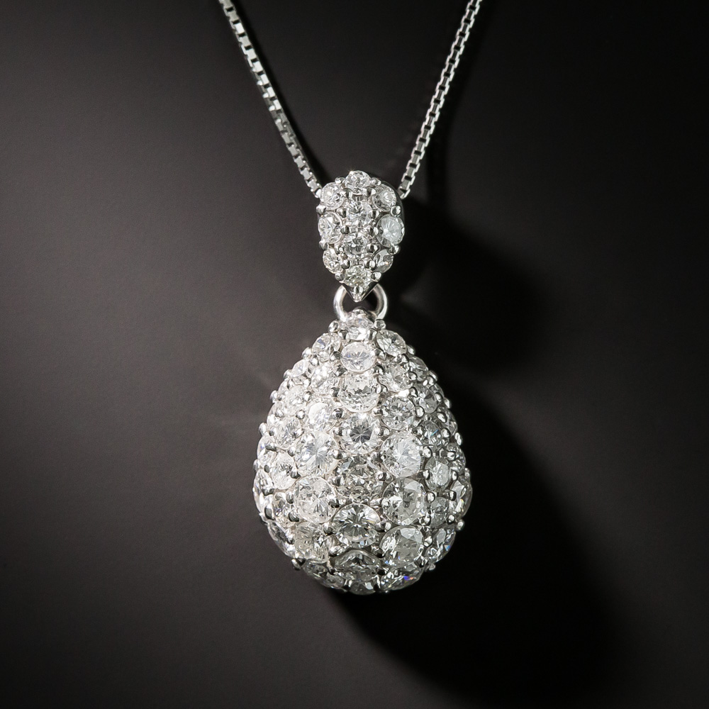Estate Pavé Diamond Drop Necklace