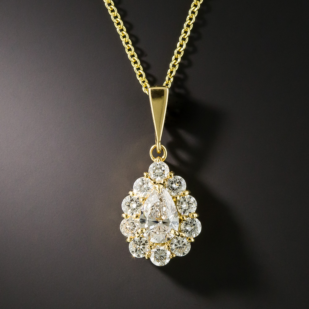 Estate PearShaped Diamond Cluster Pendant