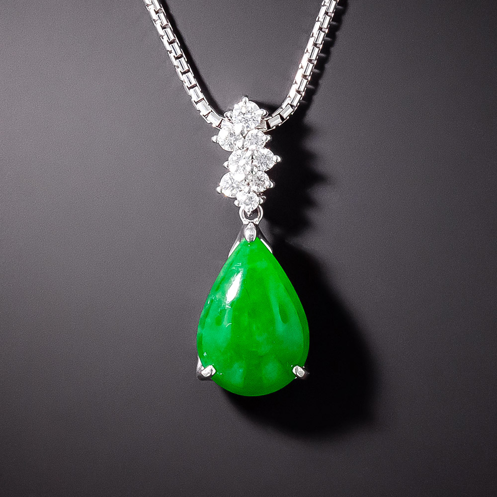 Jade and sales diamond pendant