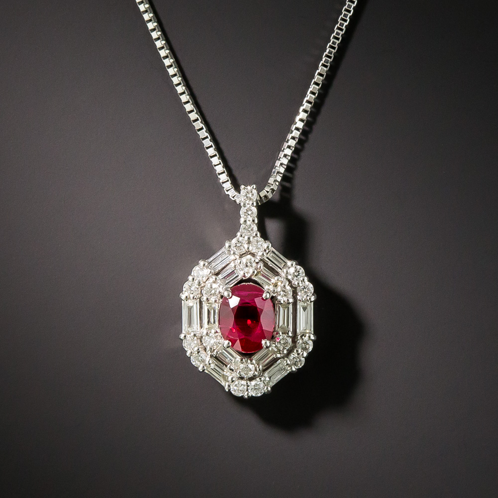 Estate Ruby and Diamond Pendant