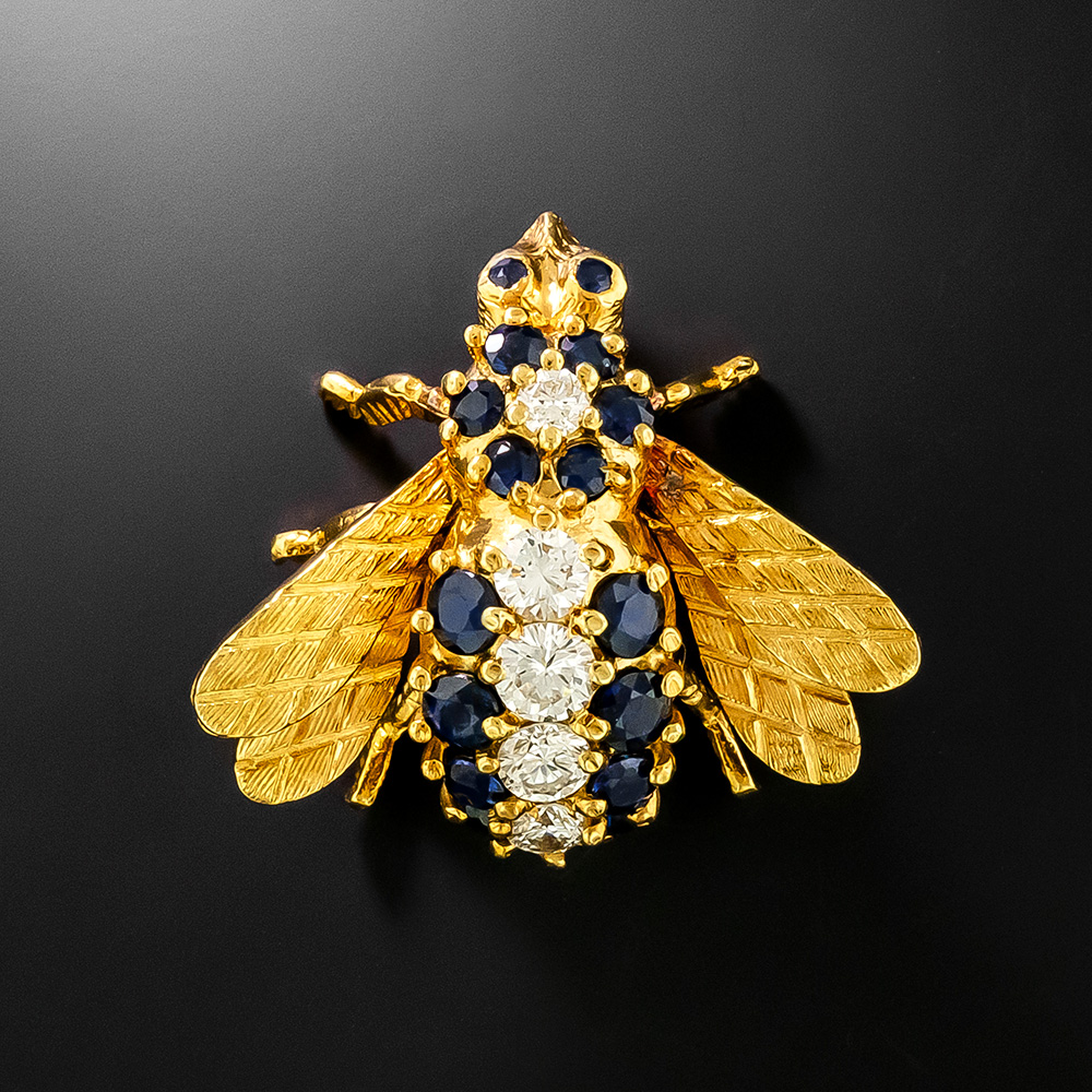 Estate Sapphire and Diamond Bee Brooch