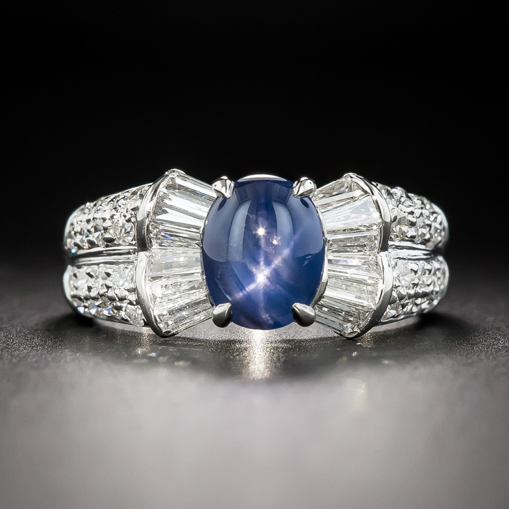 Estate Star Sapphire and Diamond Bow Ring