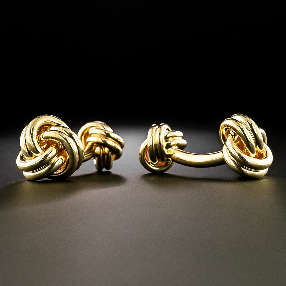 カフリンクス Tiffany 14K Gold Love Knot Cufflinks Estate Tiffany & Co. Double-Sided Love Knot Cuff Links