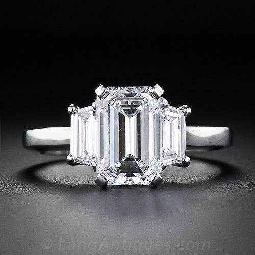 Exceptional 1.98 Carat Emerald Cut Diamond Engagement Ring