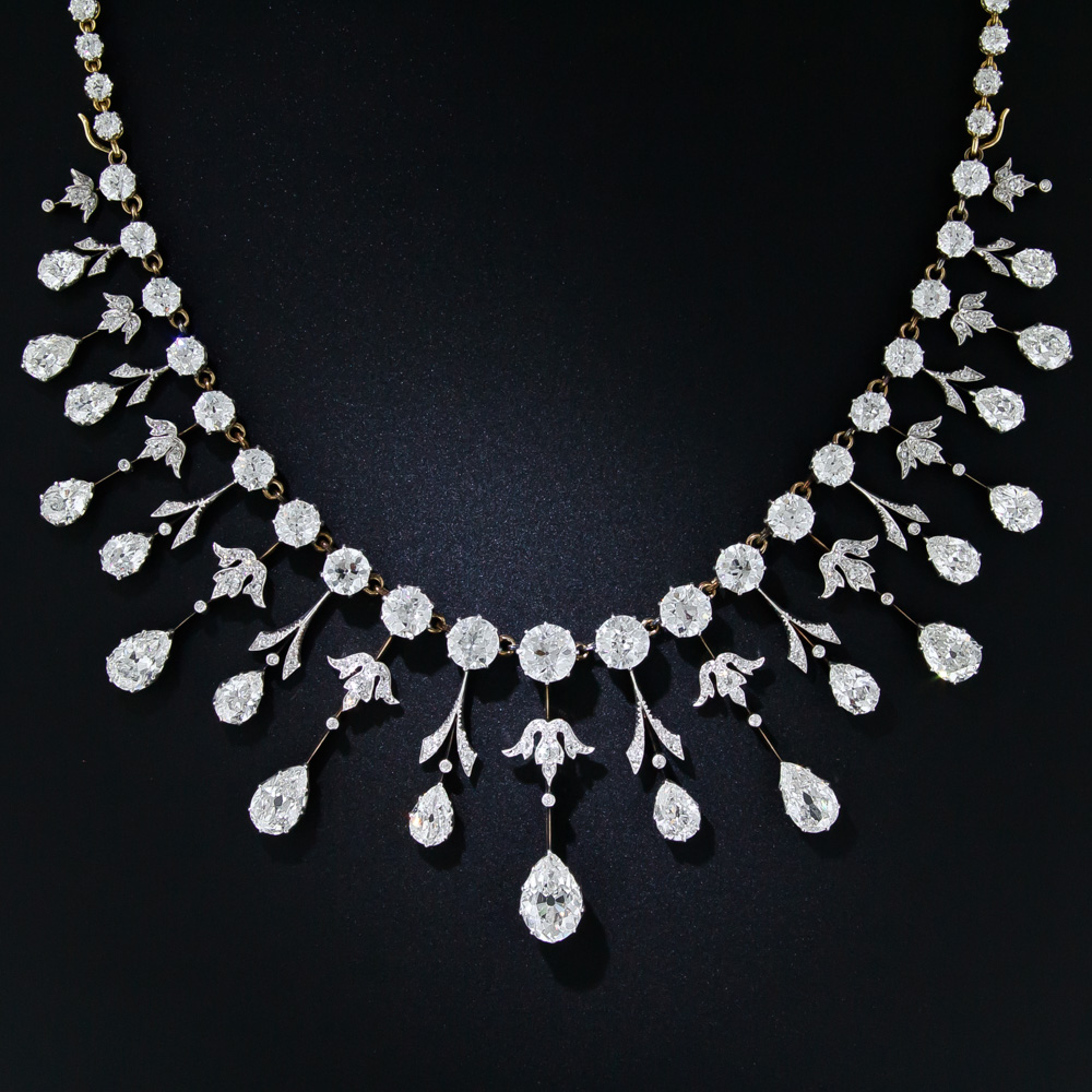 Extraordinary Edwardian Diamond Fringe Necklace - Victorian Jewelry ...