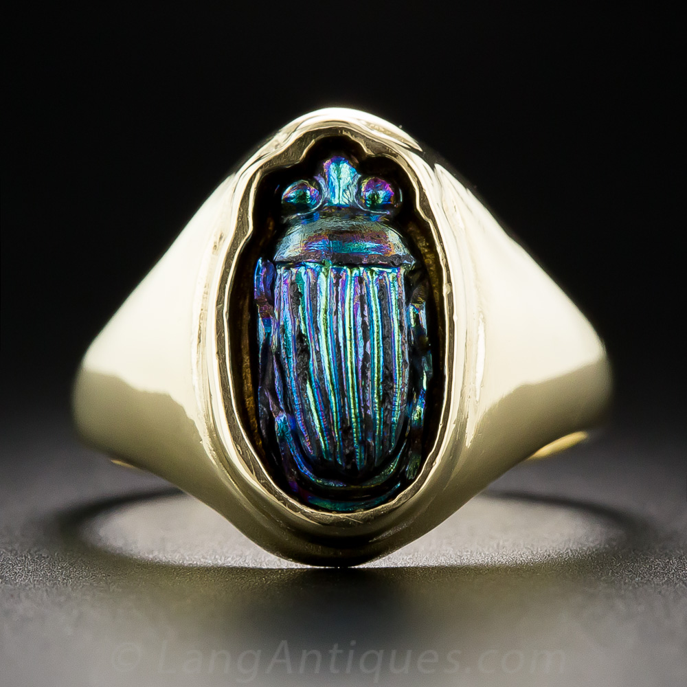Favrile Glass Scarab Ring