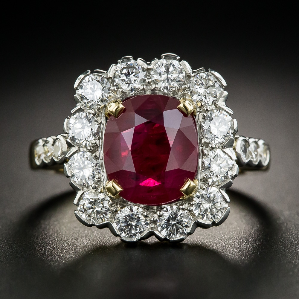 French 2.85 Carat Burma Ruby and Diamond Ring