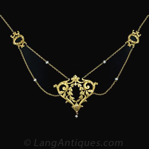 French Art Nouveau Festooned Necklace