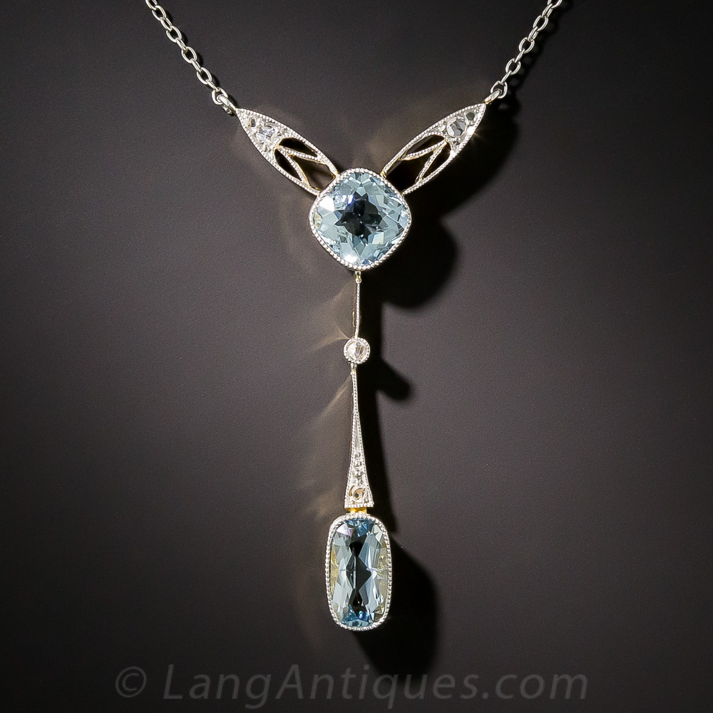 ベルエポック French Belle Epoque Aquamarine and Diamond Necklace