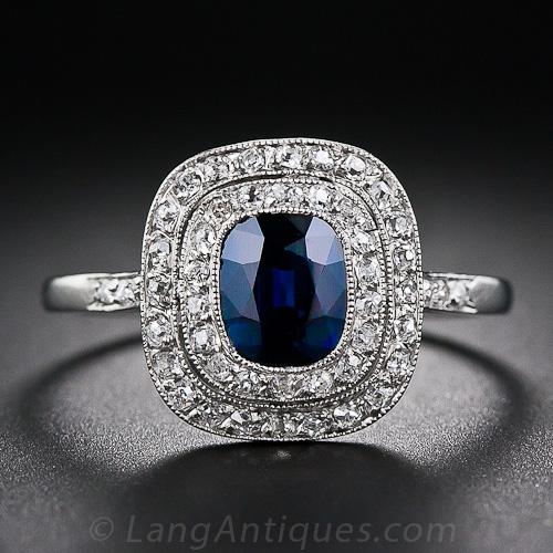 French Belle Époque Sapphire and Diamond Ring