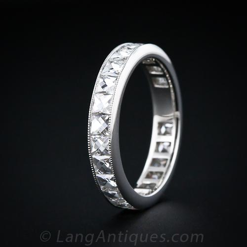 Vintage french cut diamond clearance eternity band