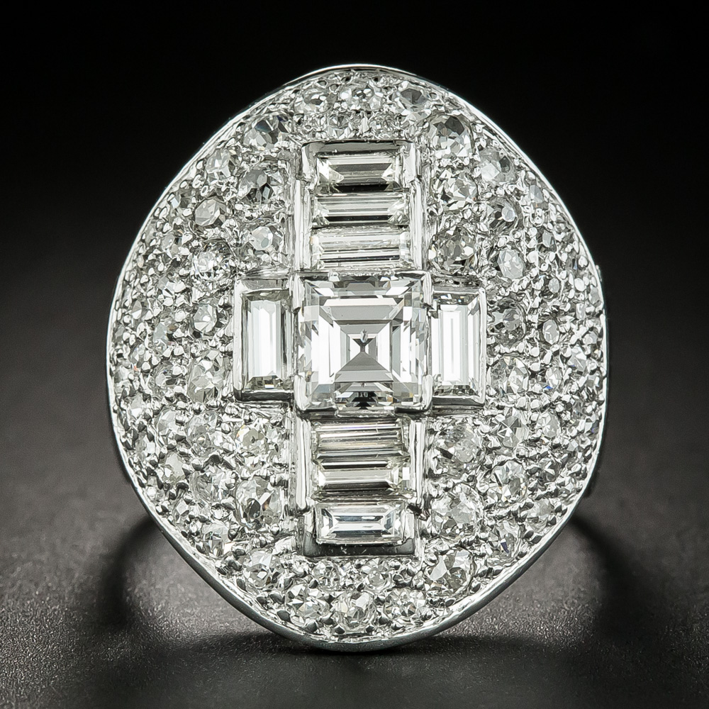 French Large Scale Art Deco Diamond Dinner Ring