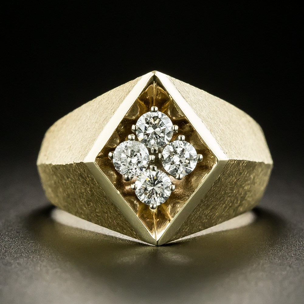 Geometric Diamond and Gold Ring