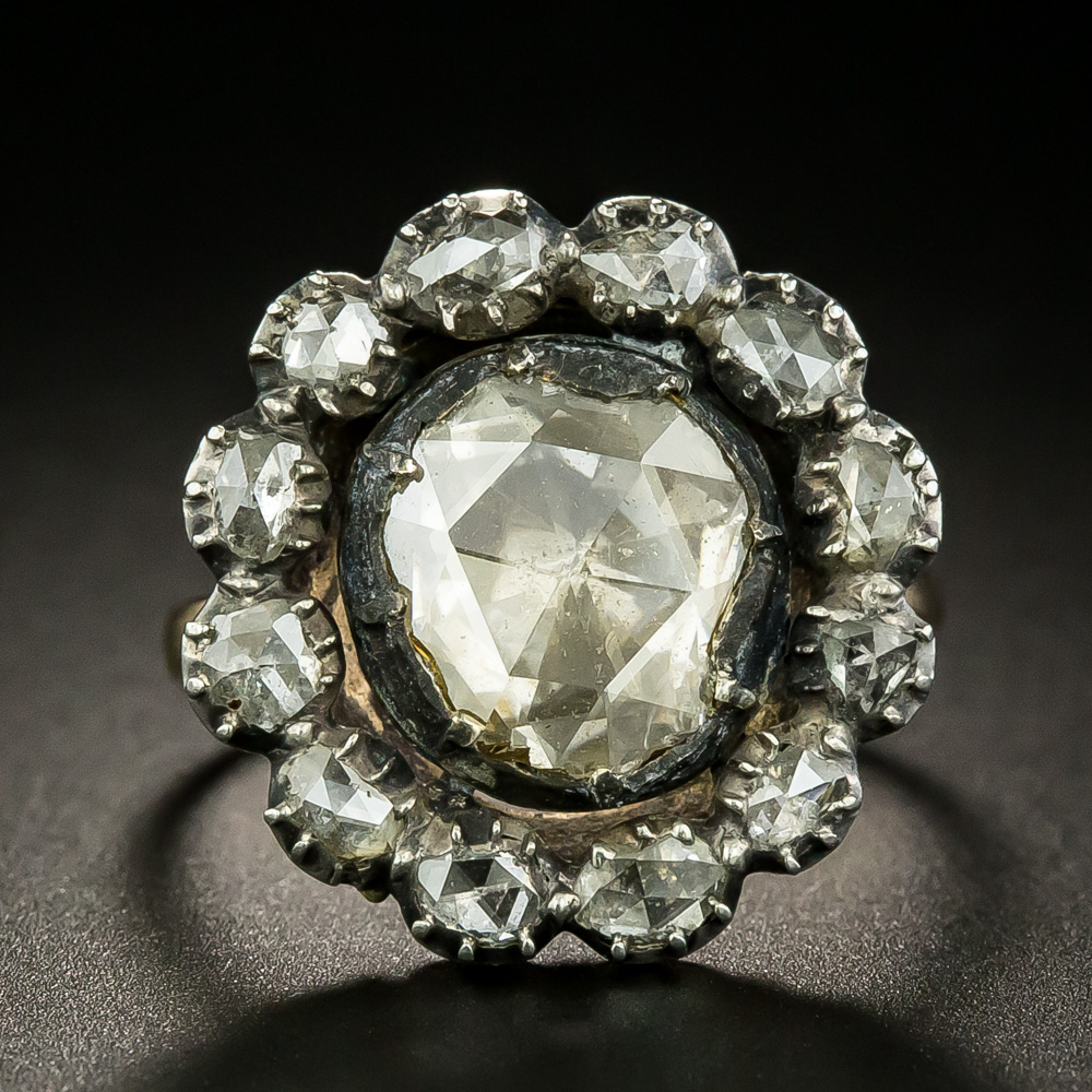 Antique Georgian Diamond solitaire ring, White and black enamel, 18th -  Ruby Lane