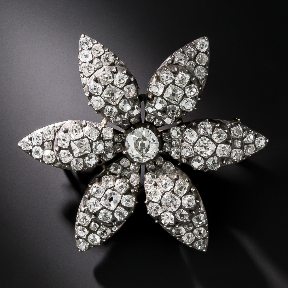 Georgian Diamond Flower Brooch