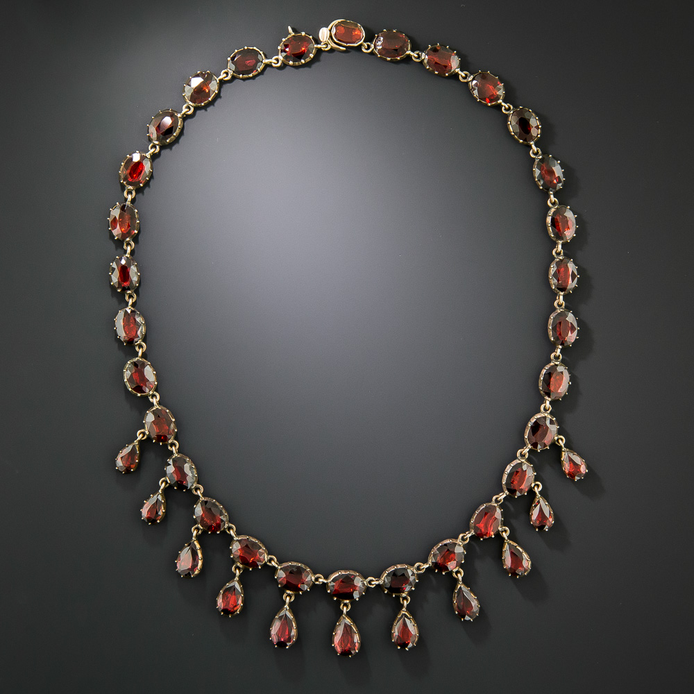 Georgian Garnet Fringe Choker Necklace