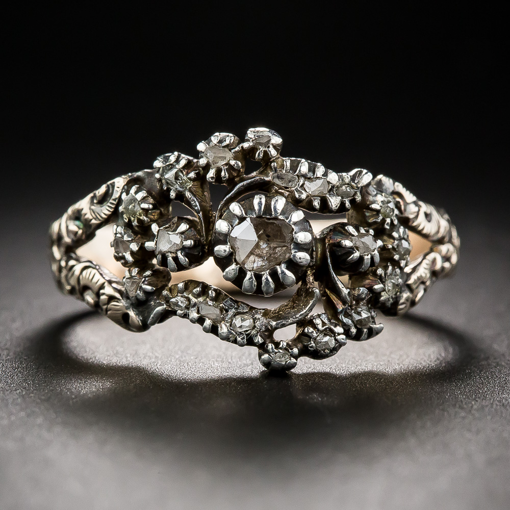Late Georgian Era Rose cut Diamond Flower Ring For Sale at 1stDibs | georgian  era rings, erarose of, georgian rose cut diamond ring