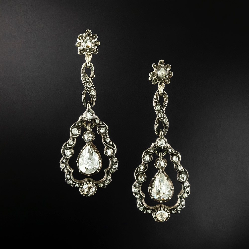 Georgian-Style Diamond Dangle Earrings