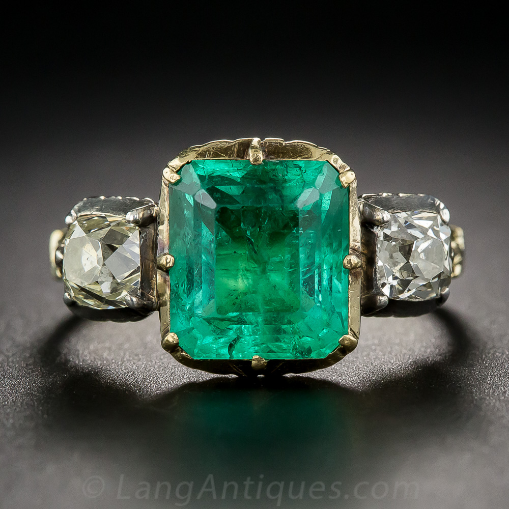 Georgian Style Foil Backed Emerald And Diamond Ring 1 30 1 10125 