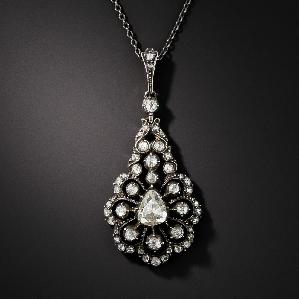 Georgian Style Rose-Cut Diamond Pendant Necklace